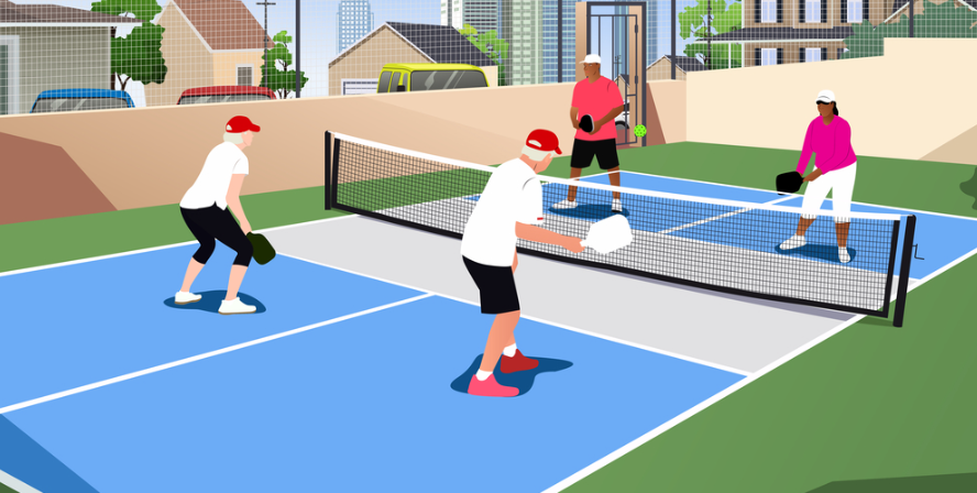 Personas jugando pickleball en una cancha